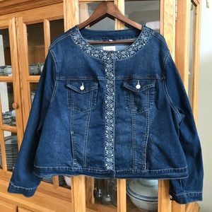 Nicole Miller Jean jacket with embroidery and beads size 2X